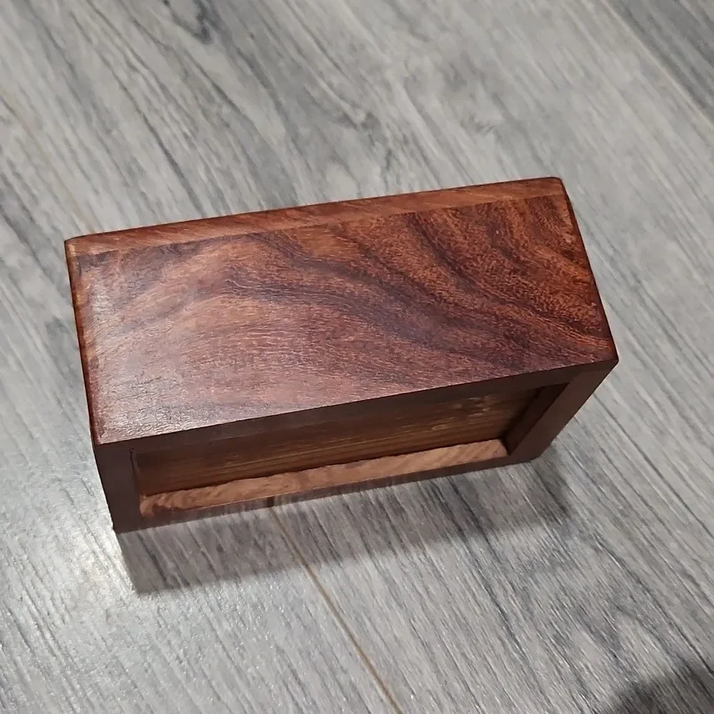 Flower Carved Wooden Hidden Storage Box